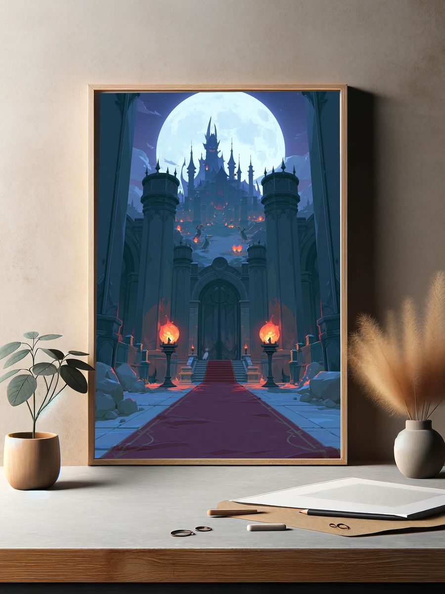 Moonlit Gothic Castle Fantasy Poster. — room view 2