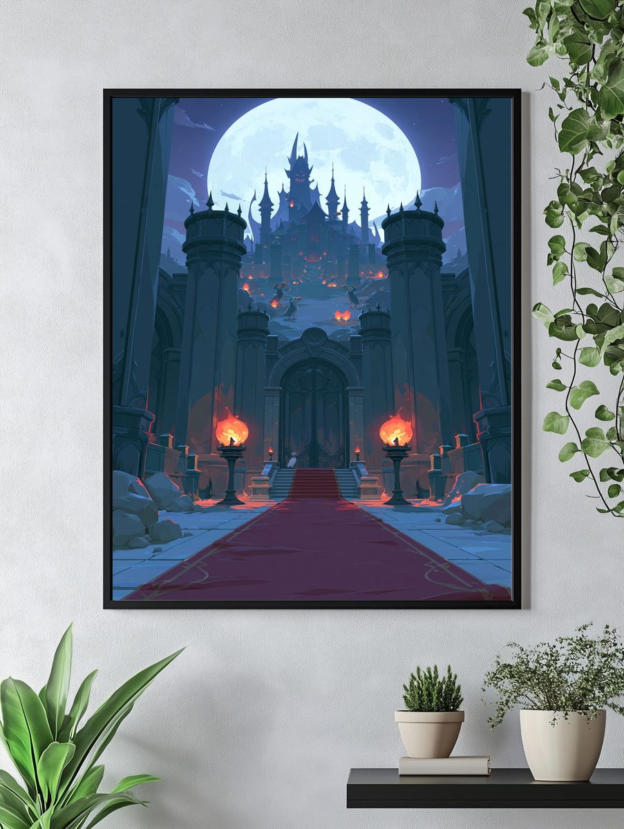 Moonlit Gothic Castle Fantasy Poster. — room view 4