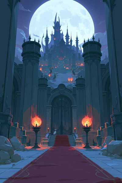 Moonlit Gothic Castle Fantasy Poster. poster