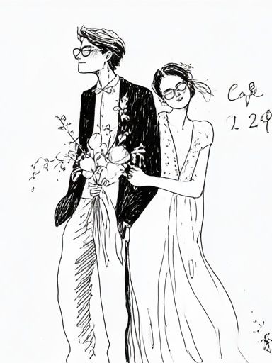 Couple Line Art Print. poster — illustration art