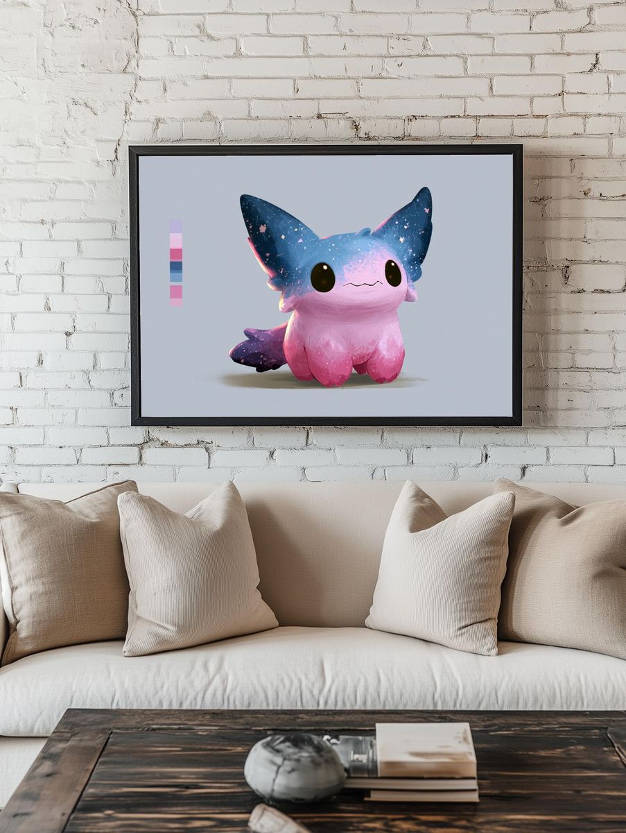 Pastel Axolotl Digital Art Poster. room preview