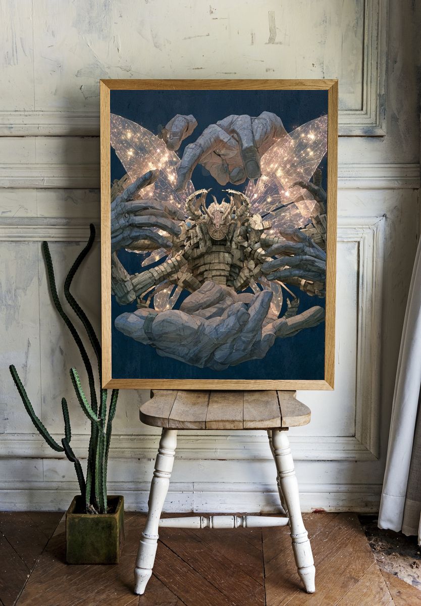Celestial Hands Surrealism Poster. — room view 1