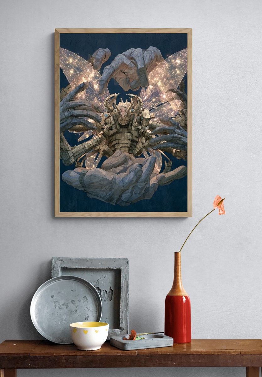 Celestial Hands Surrealism Poster. — room view 3