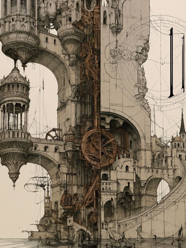 Steampunk Cityscape Illustration Poster. poster — illustration art