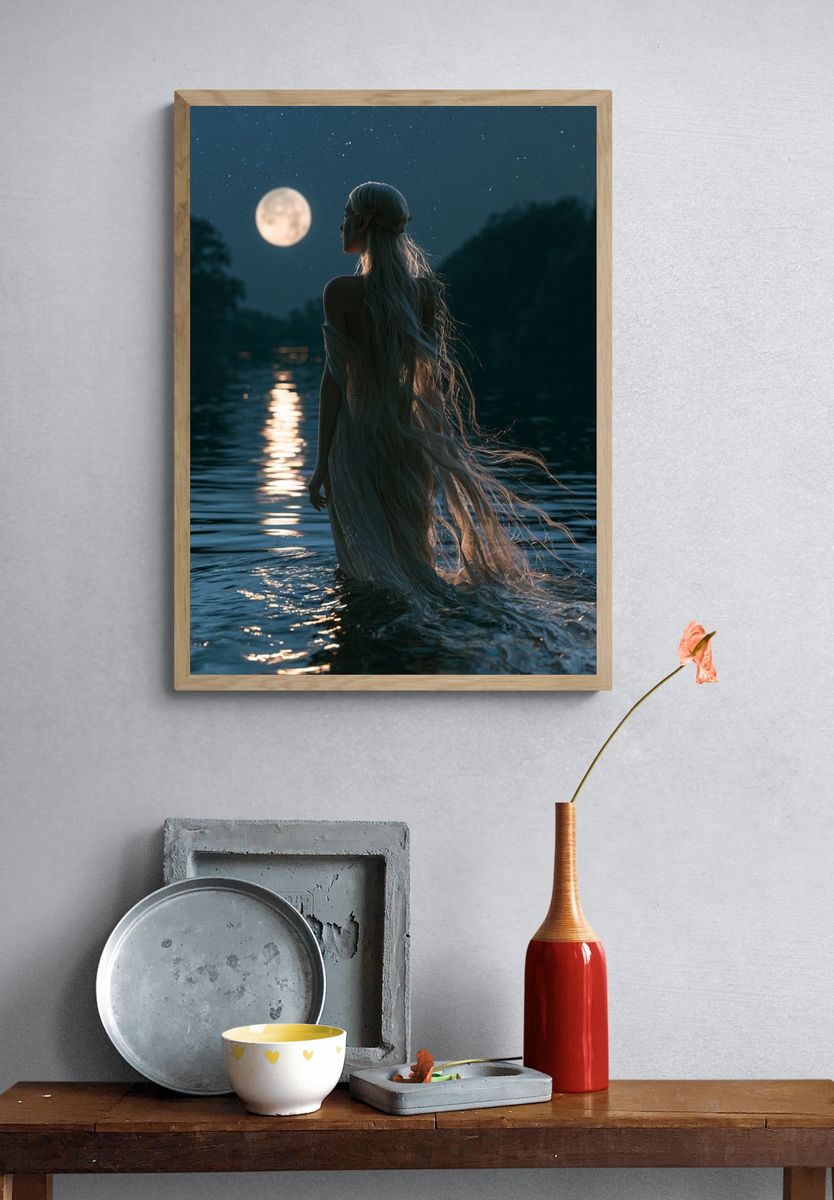 Moonlit Elf by the Lake Poster. — room view 3