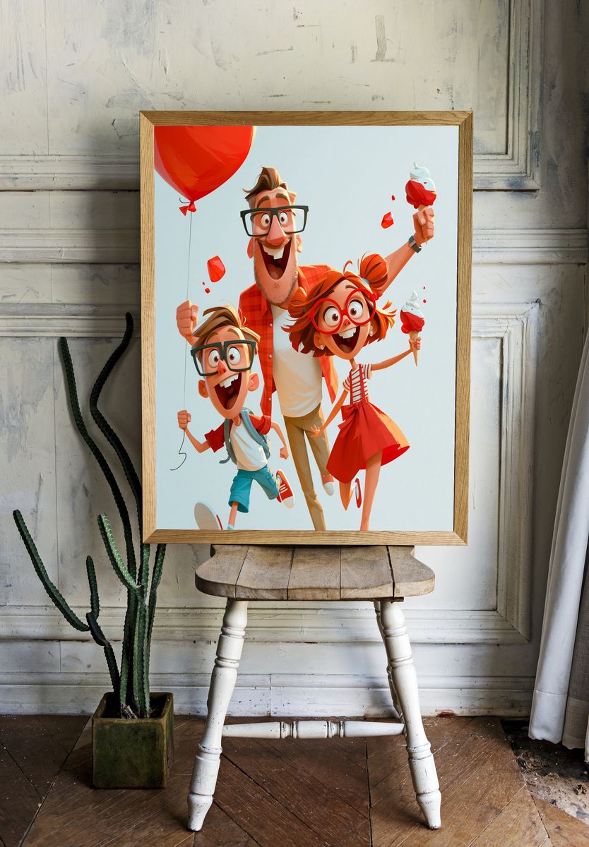 Joyful Family Balloon Ride Poster. room preview