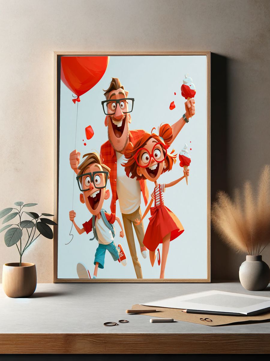 Joyful Family Balloon Ride Poster. — room view 2