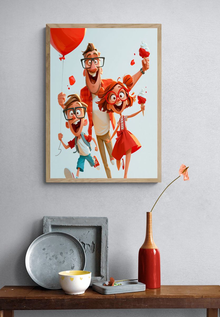 Joyful Family Balloon Ride Poster. — room view 3