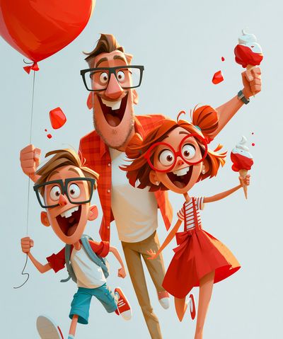 Joyful Family Balloon Ride Poster. poster