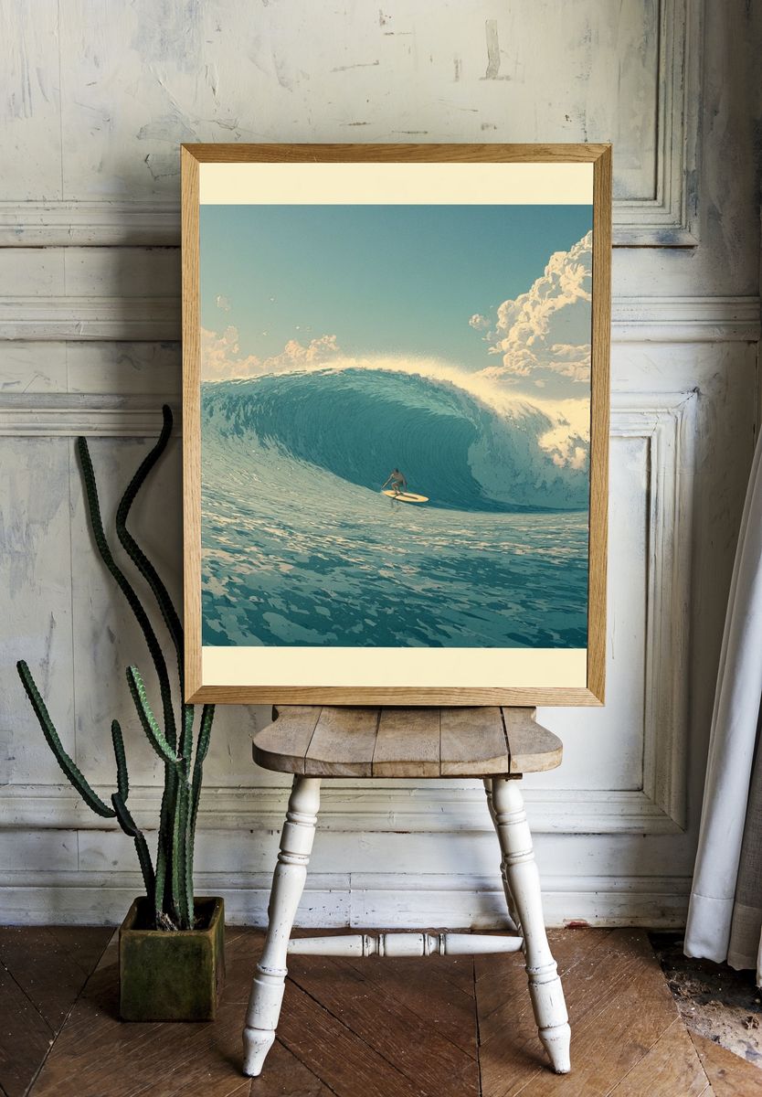 Surfing Wave Illustration Poster. room preview