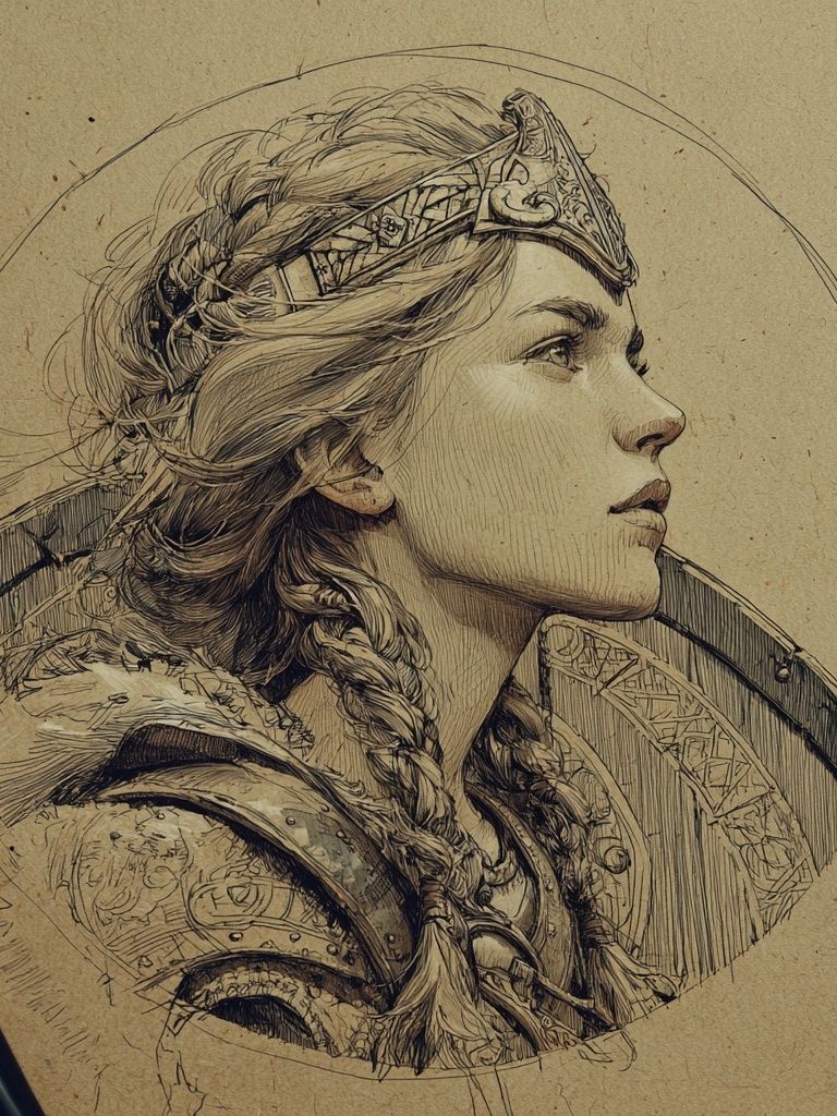 Viking Warrior Portrait Illustration Poster. poster detail