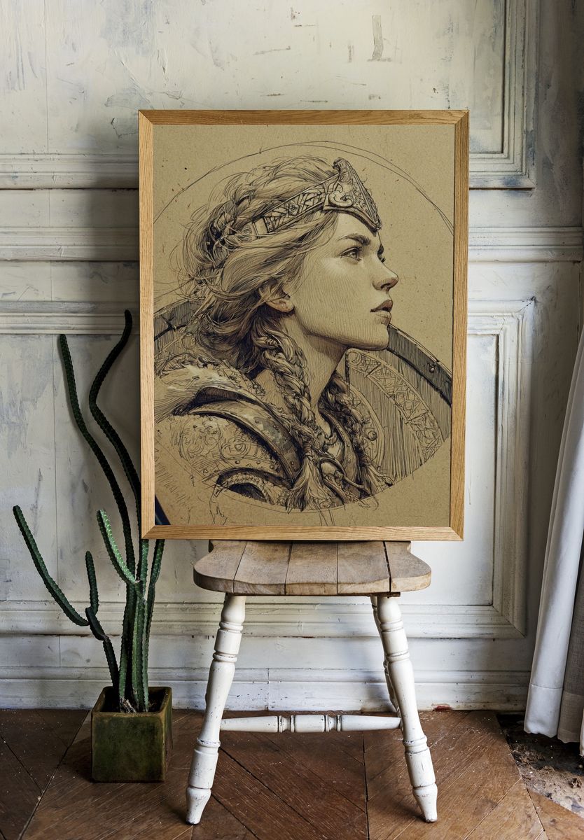 Viking Warrior Portrait Illustration Poster. — room view 1