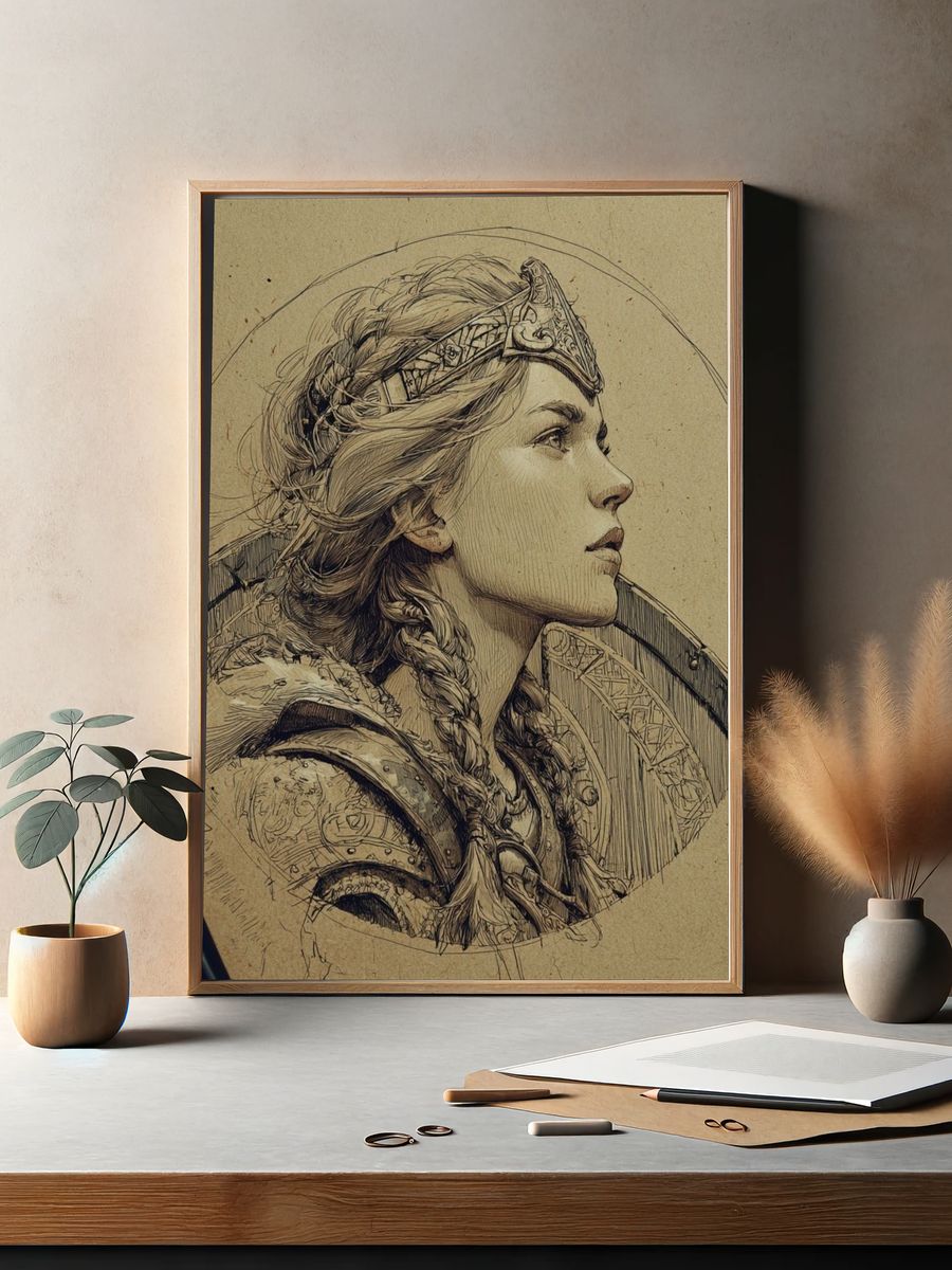 Viking Warrior Portrait Illustration Poster. — room view 2