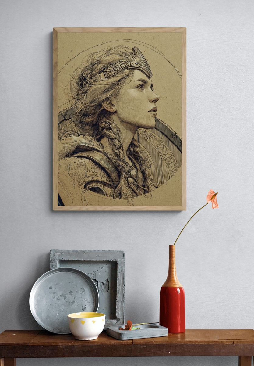 Viking Warrior Portrait Illustration Poster. — room view 3