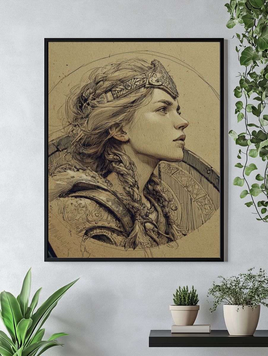 Viking Warrior Portrait Illustration Poster. — room view 4