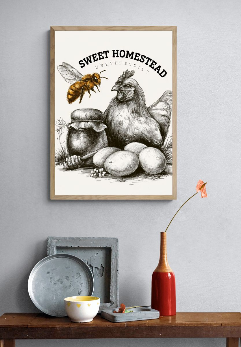Sweet Homestead Chicken Poster. — room view 3