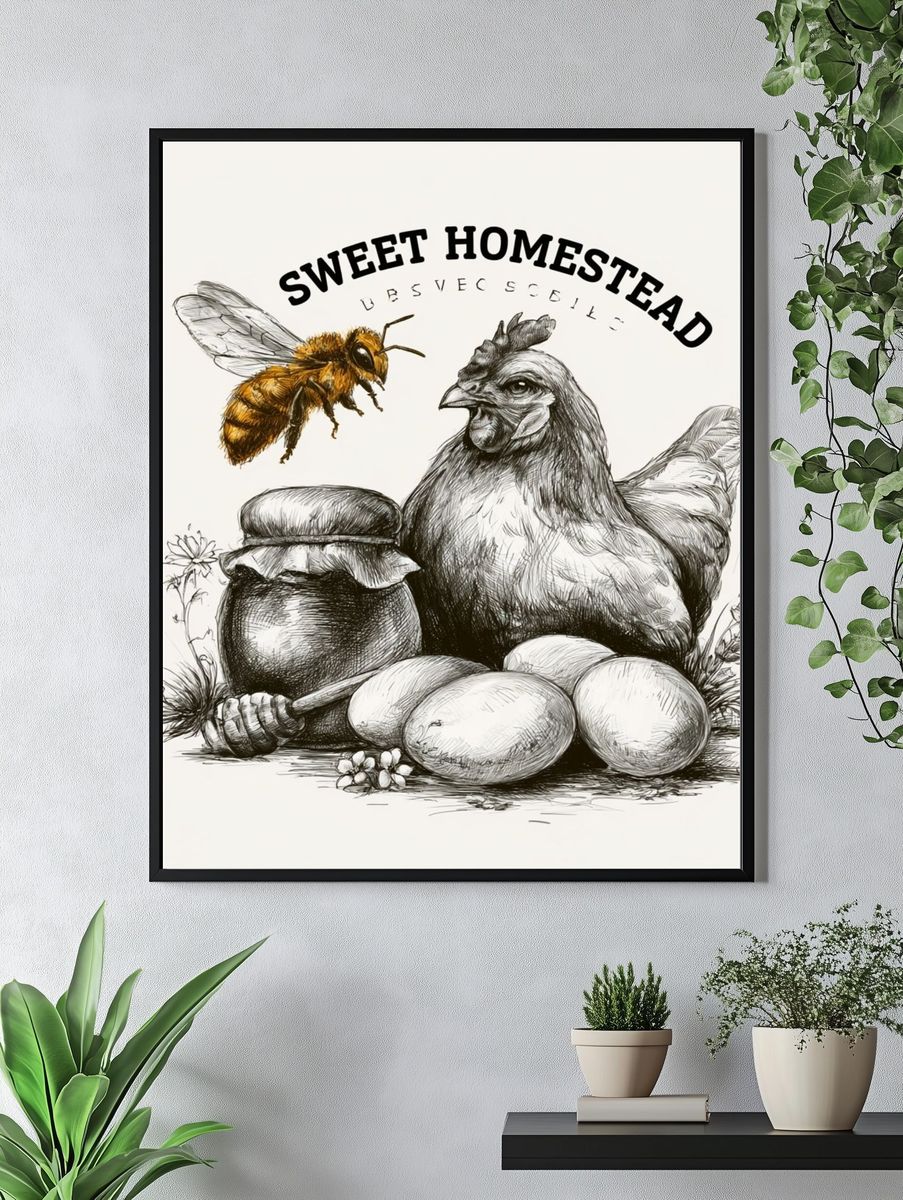 Sweet Homestead Chicken Poster. — room view 4
