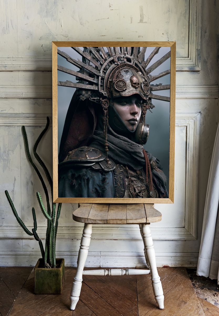Steampunk Warrior Portrait Poster. — room view 1