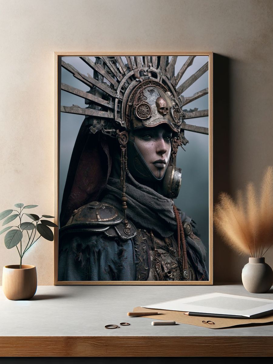 Steampunk Warrior Portrait Poster. — room view 2