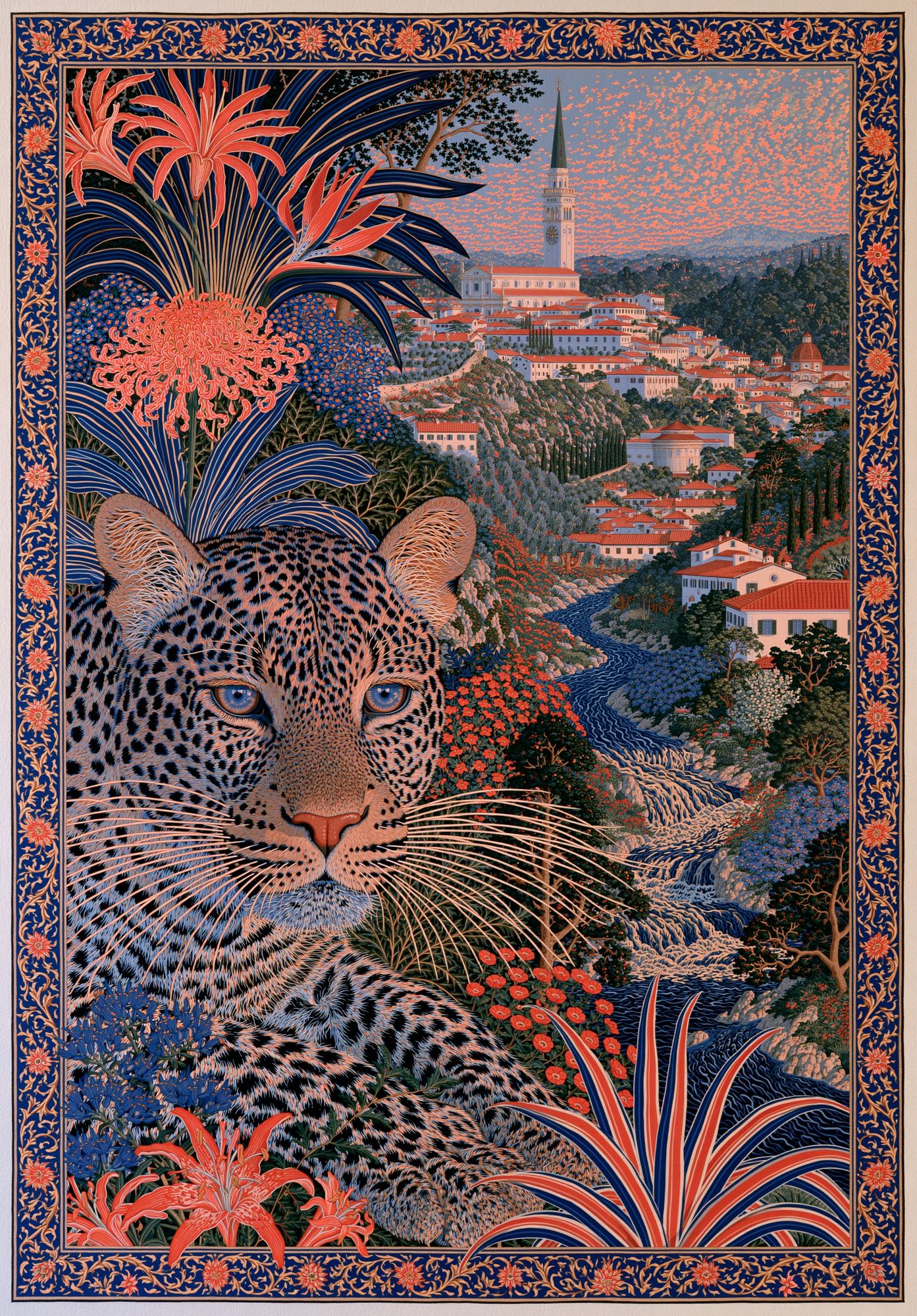 Leopard Garden City Illustration Poster. poster — illustration art