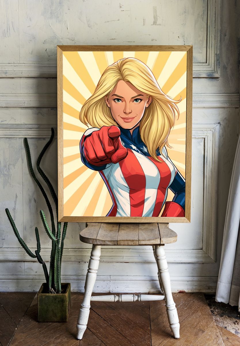 Captain Marvel Pop-Art Poster. room preview