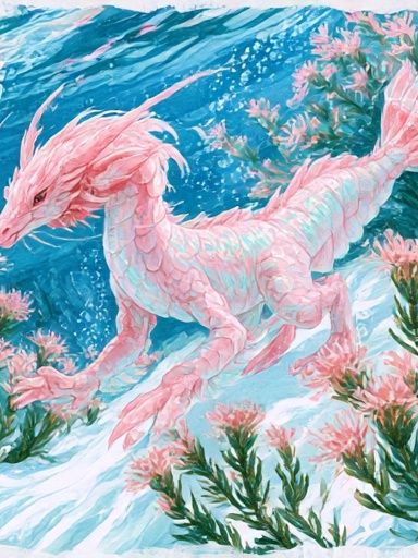 Pink Sea Dragon Digital Art Poster. poster detail