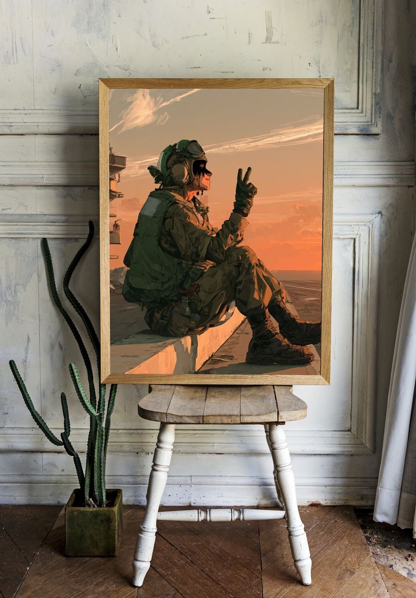 Sunset Aviator Illustration Poster. room preview