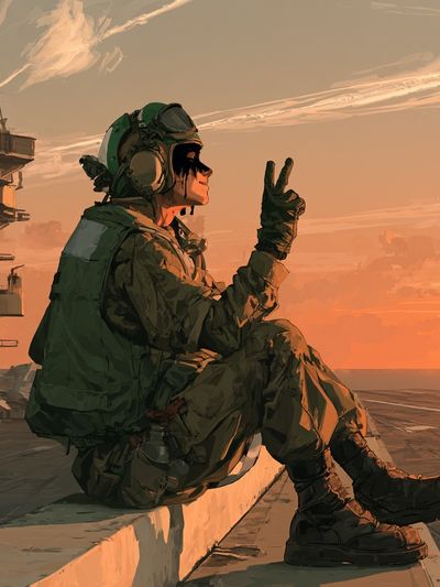 Sunset Aviator Illustration Poster. poster