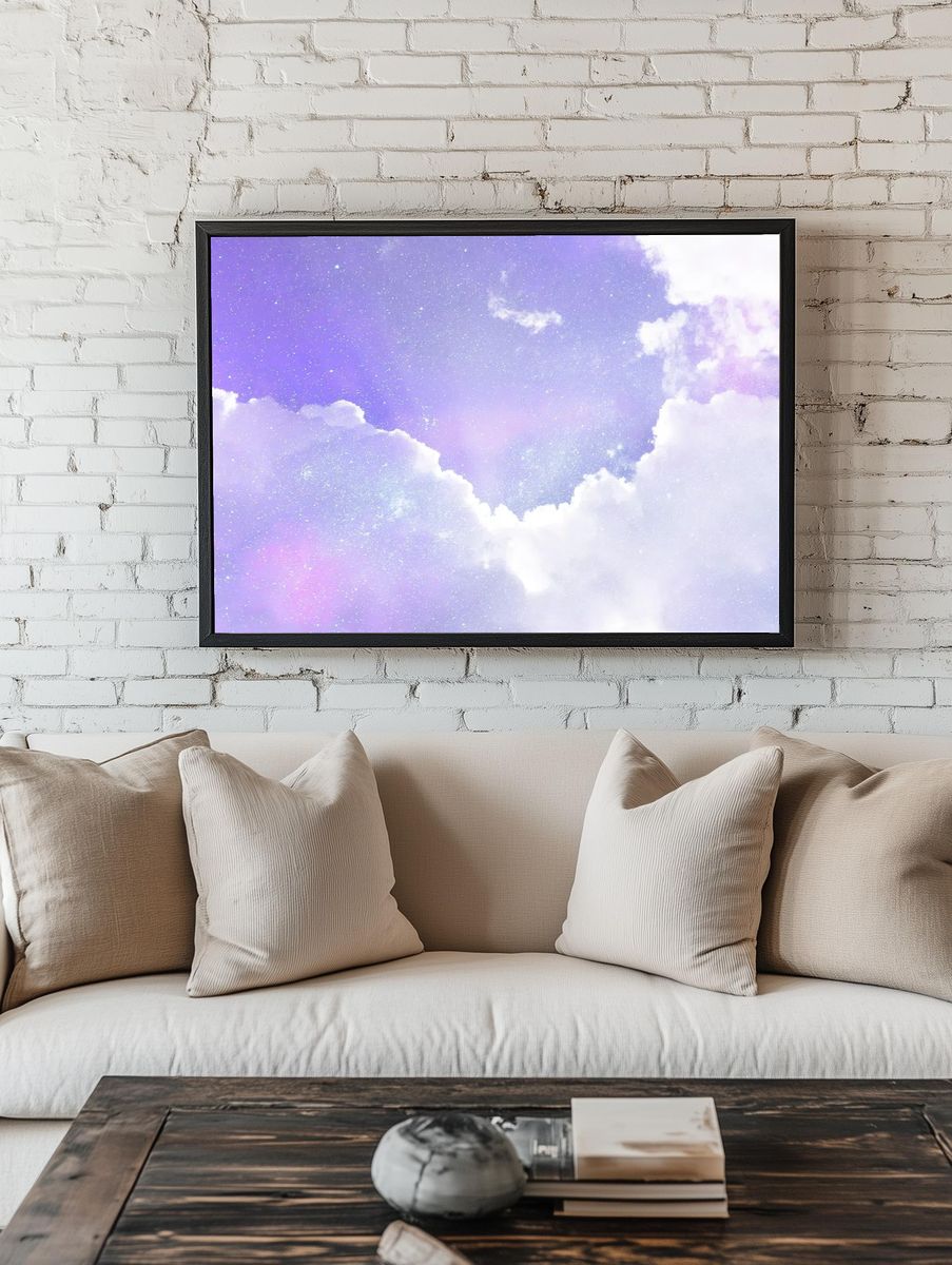 Purple clouds background, astronomic design. — room view 1