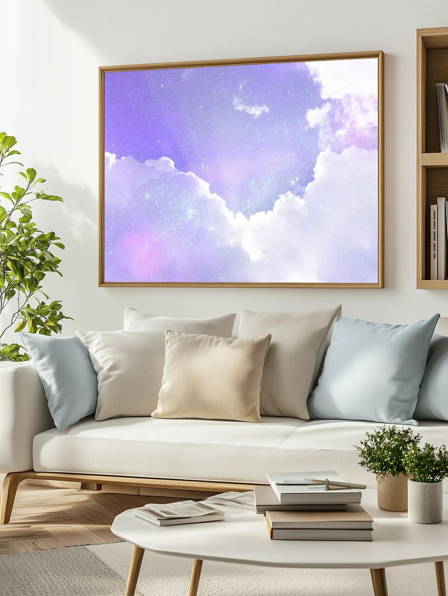 Purple clouds background, astronomic design. — room view 2