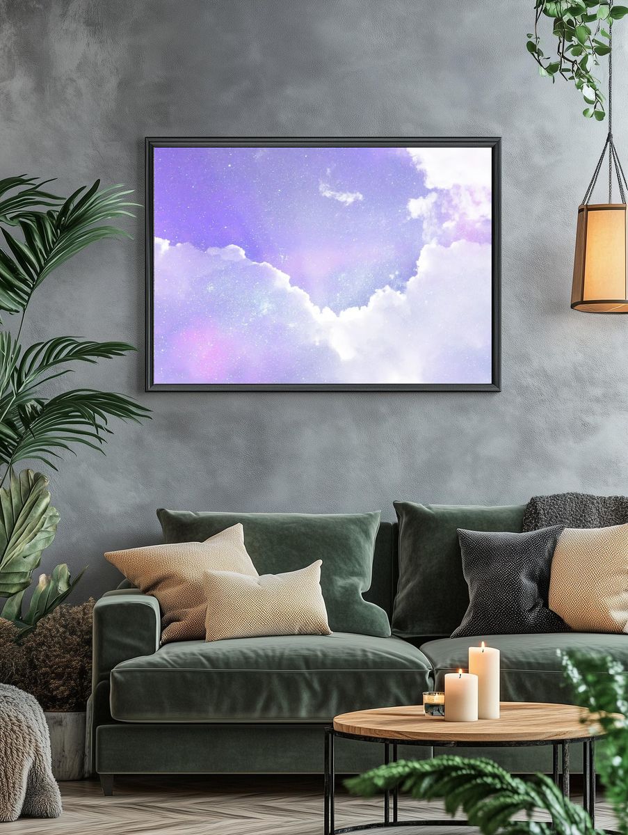Purple clouds background, astronomic design. — room view 4