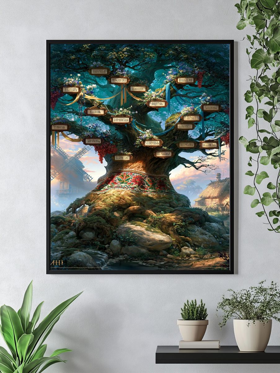 World Tree Fantasy Illustration Poster. — room view 4