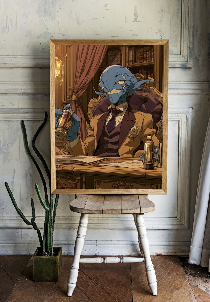 Blue Goblin Portrait Illustration Poster. room preview