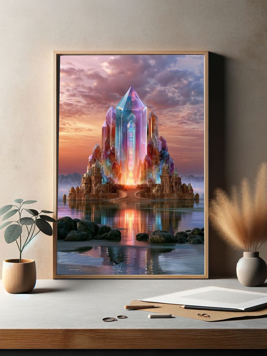 Crystal Temple Sunset Fantasy Print. — room view 2