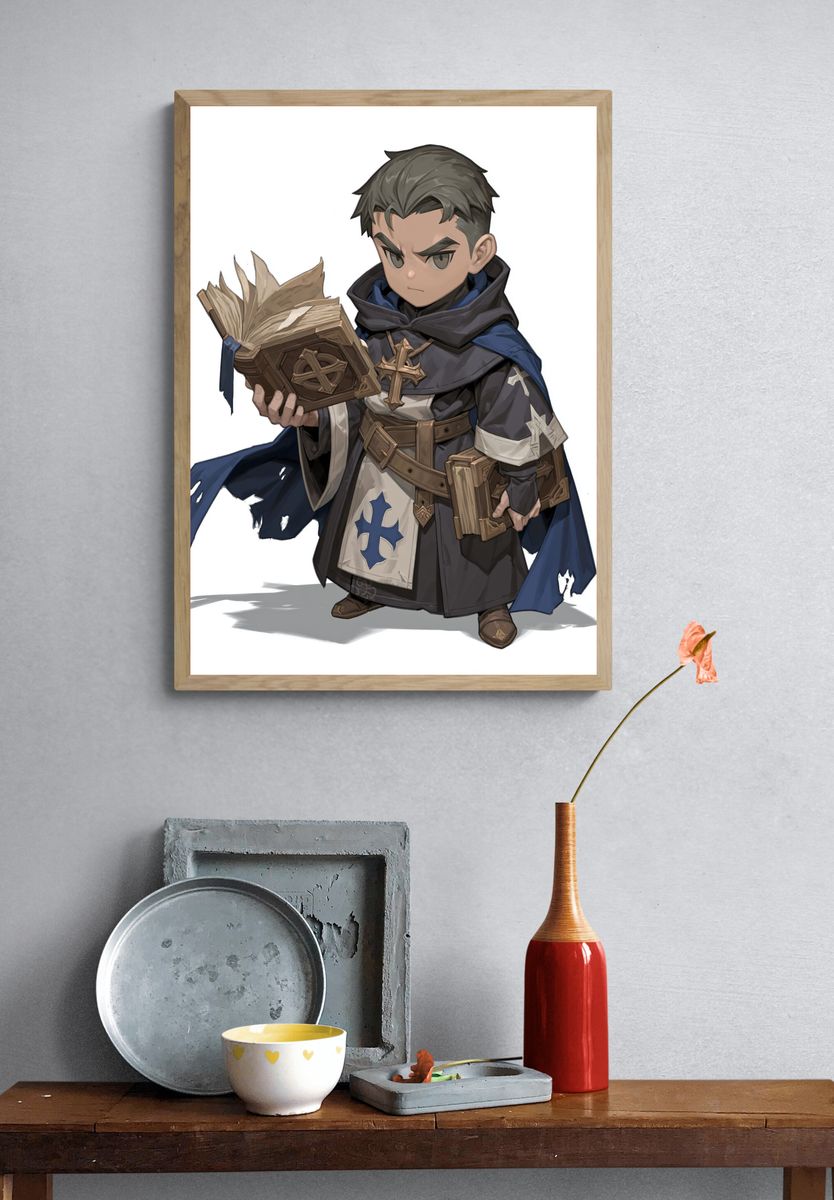 Young Monk with Sacred Book Print. — room view 3