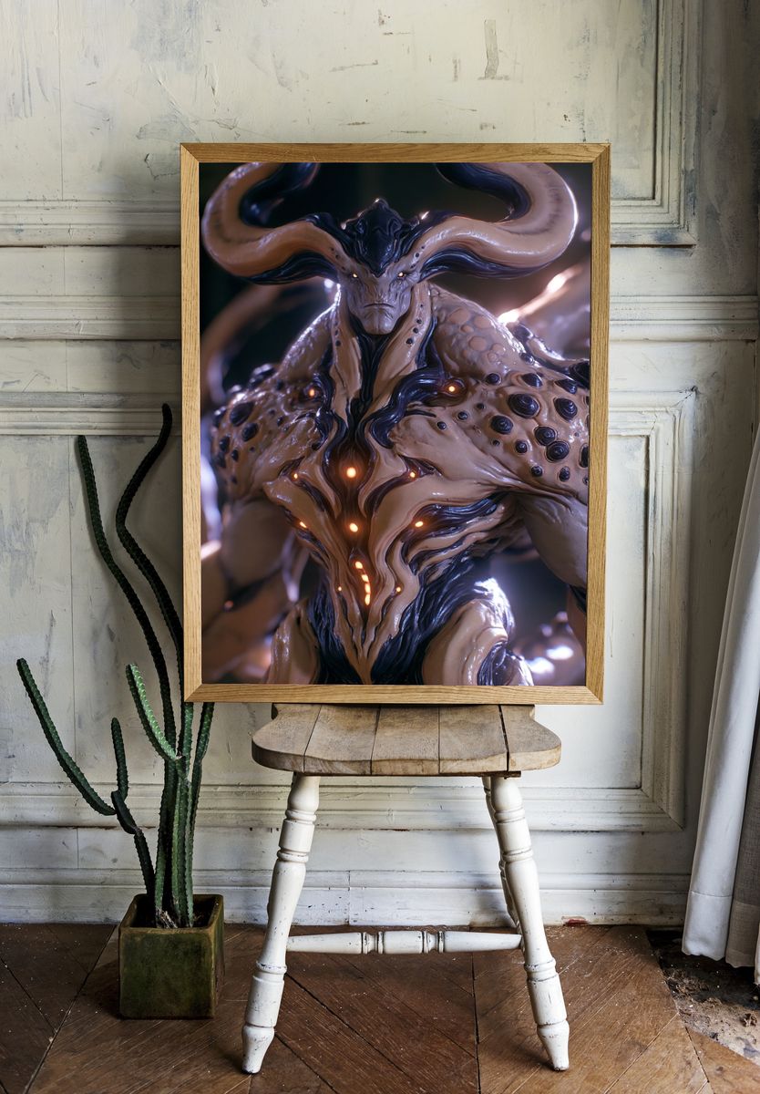 Horned Demon Creature Illustration Poster. room preview