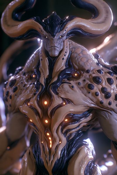 Horned Demon Creature Illustration Poster.