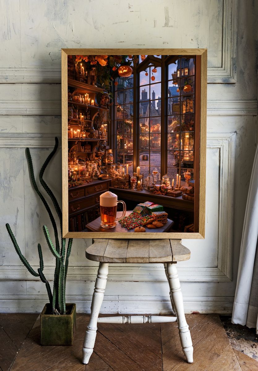 Halloween Witch Shop Illustration Poster. room preview