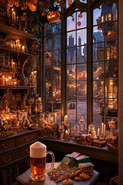 Halloween Witch Shop Illustration Poster.
