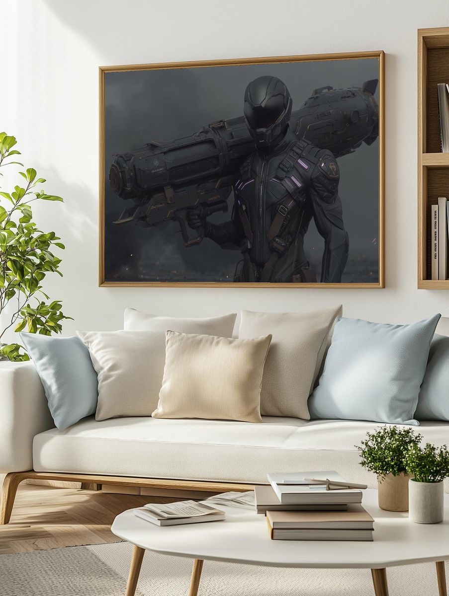 Armored Sci-Fi Soldier Poster. — room view 2