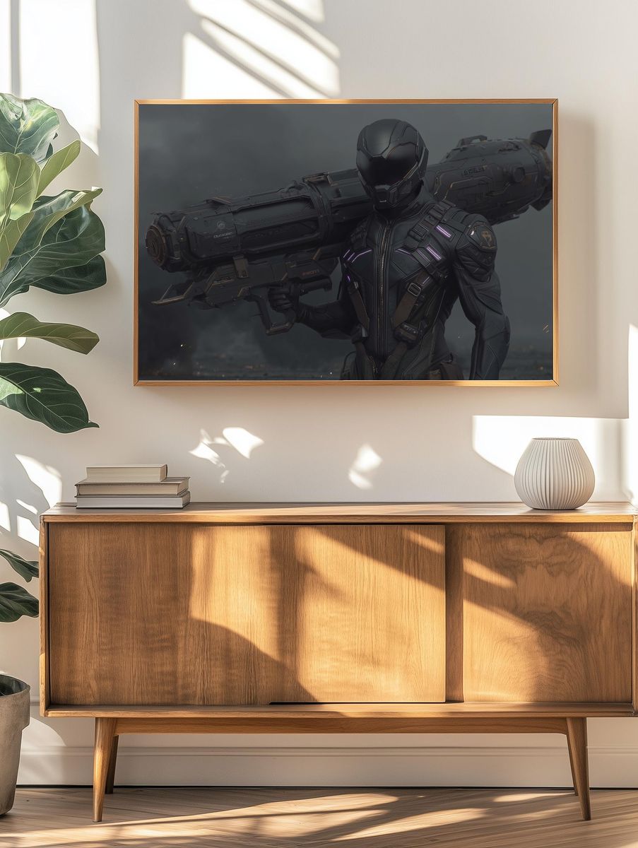 Armored Sci-Fi Soldier Poster. — room view 3