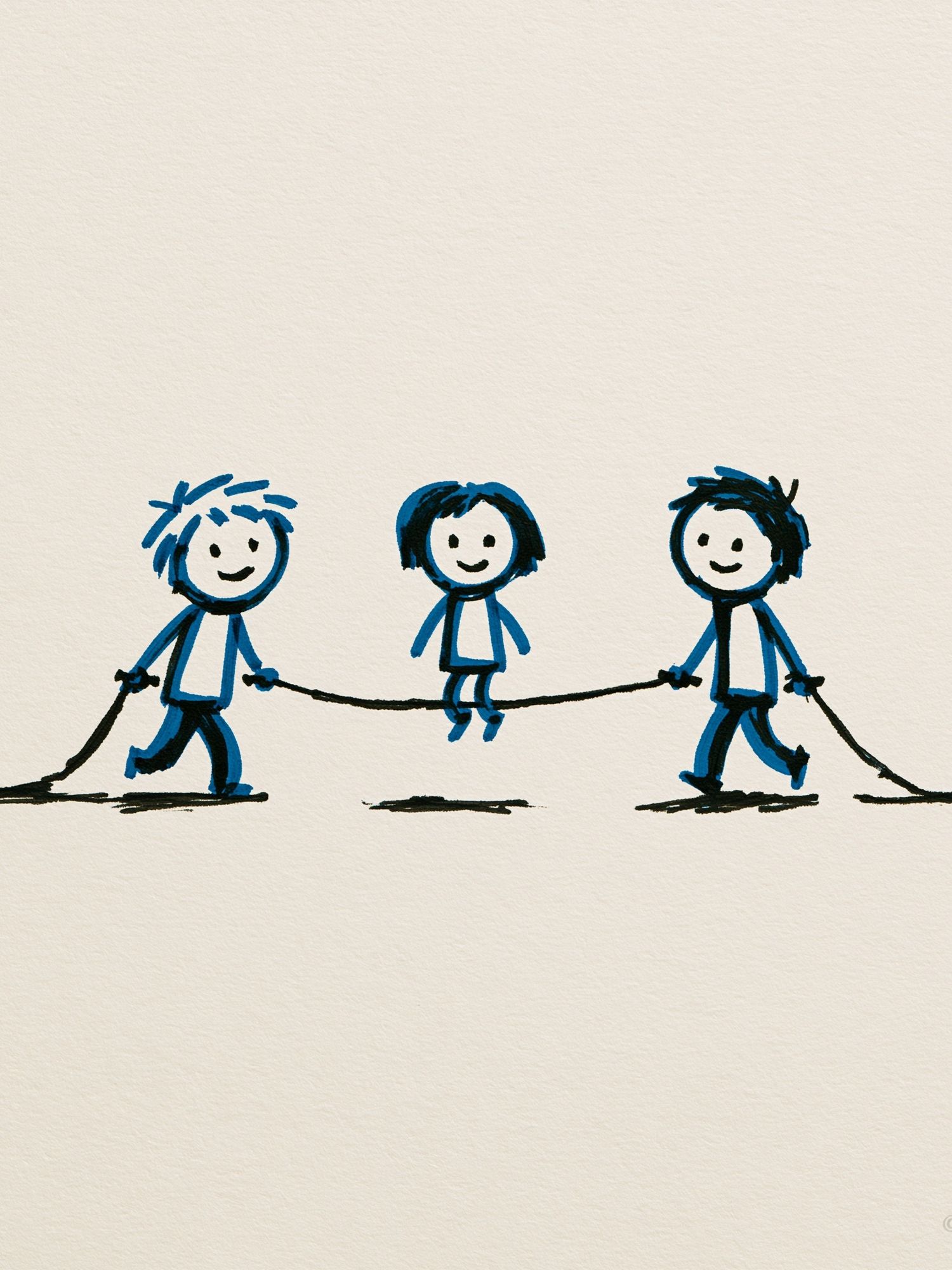 Playful Kids on a Rope Illustration Poster. poster — illustration art