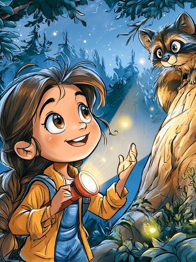 Forest Explorer and Raccoon Poster.