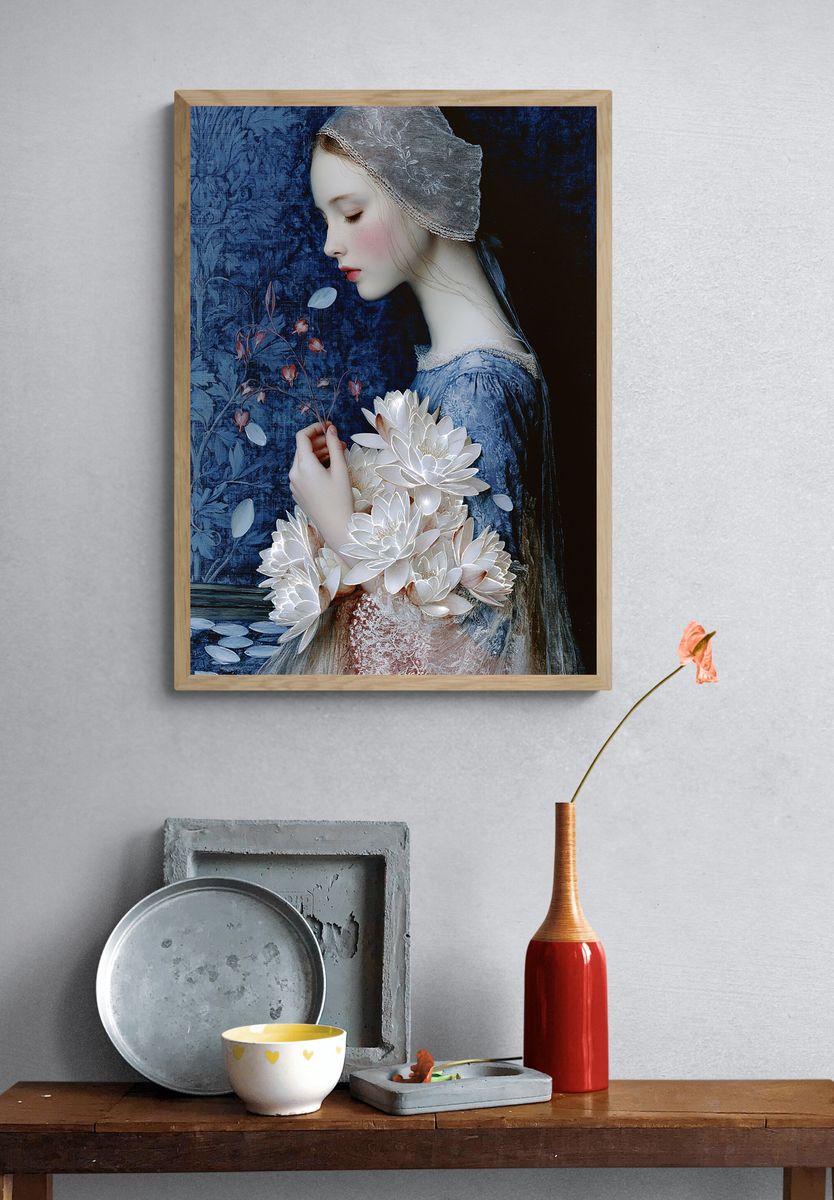 Neon Portrait Digital Art Print. — room view 3