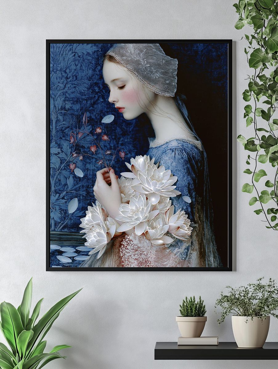 Neon Portrait Digital Art Print. — room view 4