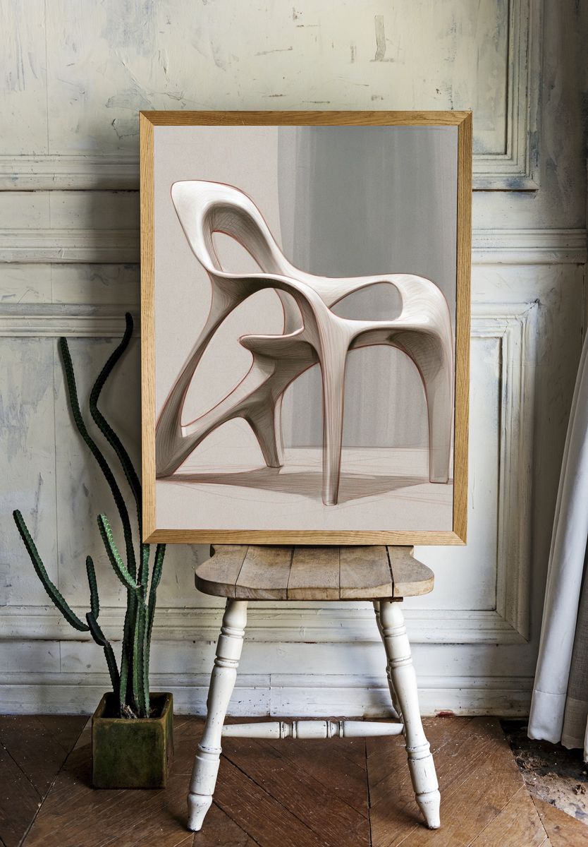 Organic Sculptural Chair Poster. room preview