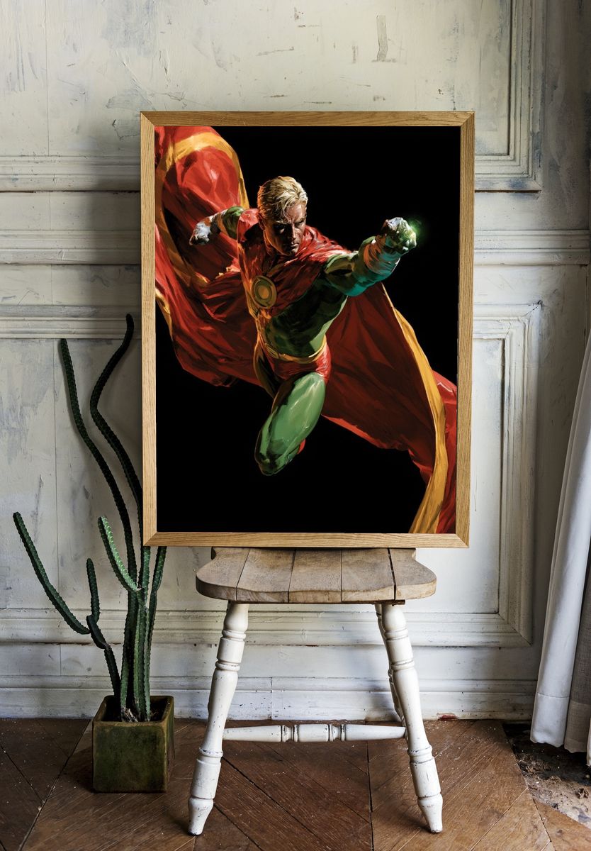 Superhero Action Illustration Poster. room preview