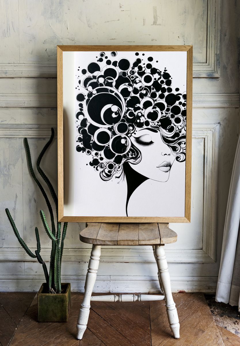 Abstract Woman Portrait Illustration Poster. — room view 1