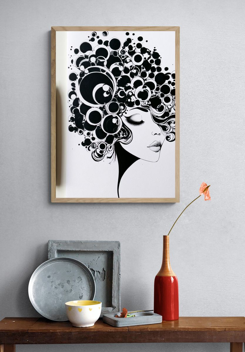 Abstract Woman Portrait Illustration Poster. — room view 3