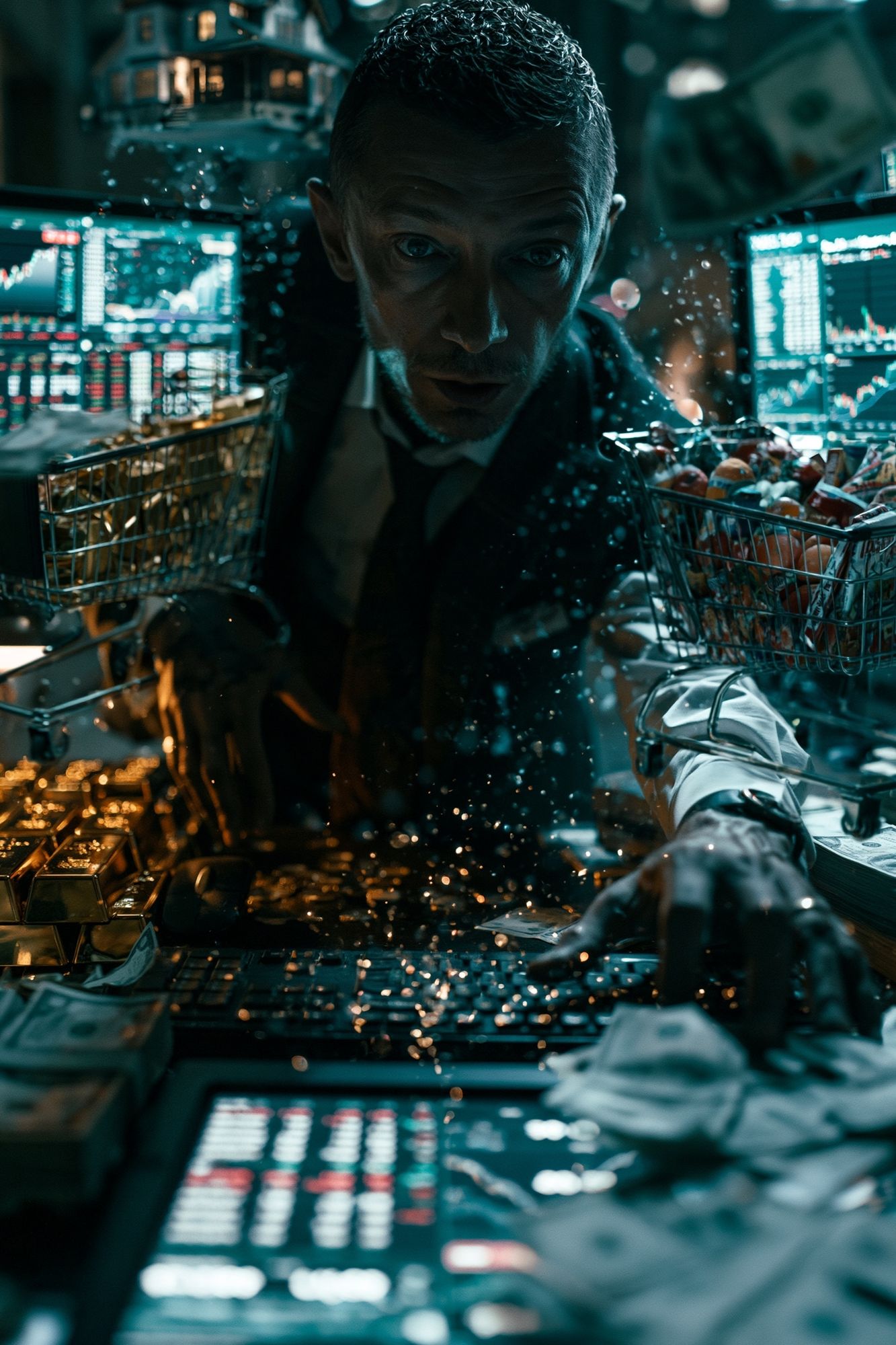 Cyberpunk Trader Portrait Poster. poster detail